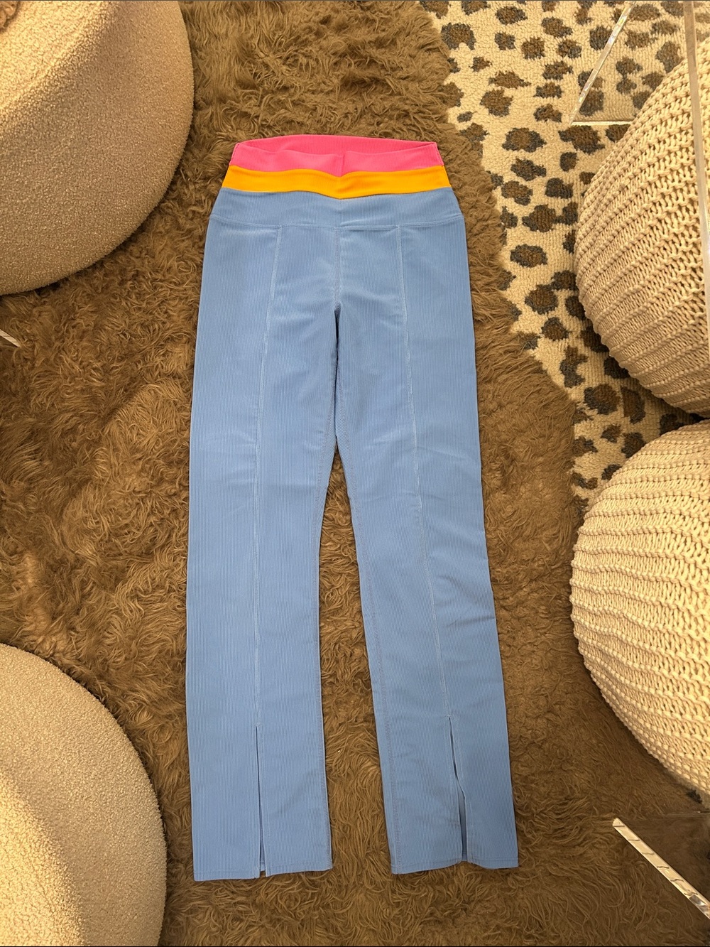 Beach Riot Blue Leggings with Pink Waistband